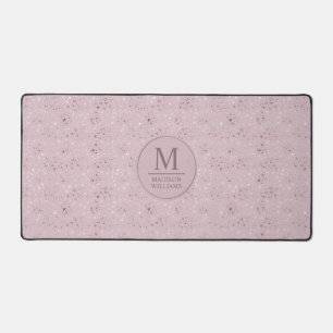 Custom Soft Blush Pastel Pink Gold Glitter Pattern Desk Mat