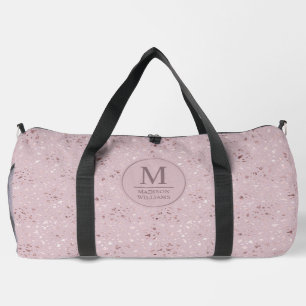 Custom Soft Blush Pastel Pink Gold Glitter Pattern Duffle Bag