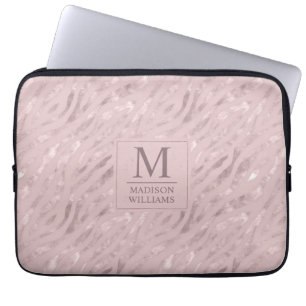 Custom Soft Blush Pastel Pink Gold Glitter Pattern Laptop Sleeve