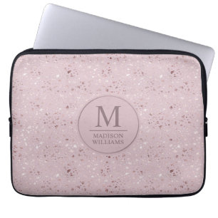 Custom Soft Blush Pastel Pink Gold Glitter Pattern Laptop Sleeve