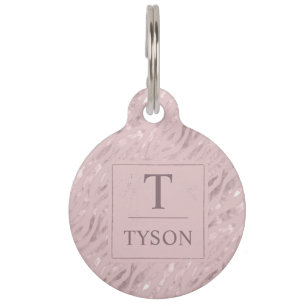 Custom Soft Blush Pastel Pink Gold Glitter Pattern Pet Tag