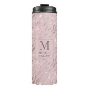 Custom Soft Blush Pastel Pink Gold Glitter Pattern Thermal Tumbler
