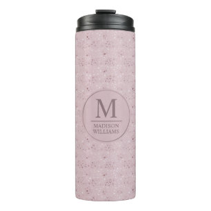 Custom Soft Blush Pastel Pink Gold Glitter Pattern Thermal Tumbler