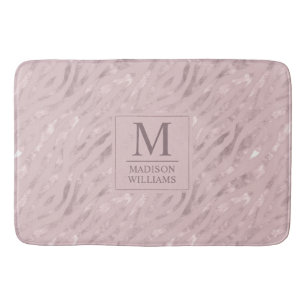 Custom Soft Blush Pink Light Gold Glitter Pattern Bath Mat