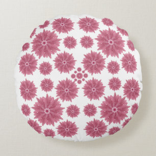 Custom Soft Dusty Pink Chrysanthemum Pattern Round Cushion