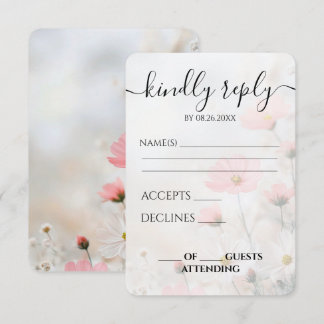 Custom Soft Red Flowers Wedding RSVP Card