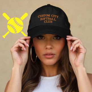 Custom Softball Club Team Player Gift with City Embroidered Hat