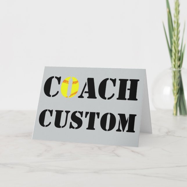 Custom Softball Coach Greeting/Thank You Card (Front)