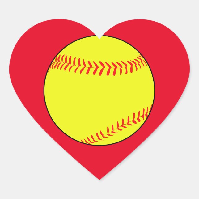 Custom Softball Heart Scrapbook Stickers (Front)