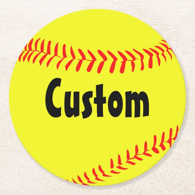 Custom Softball Paper Drink Coasters (Front)