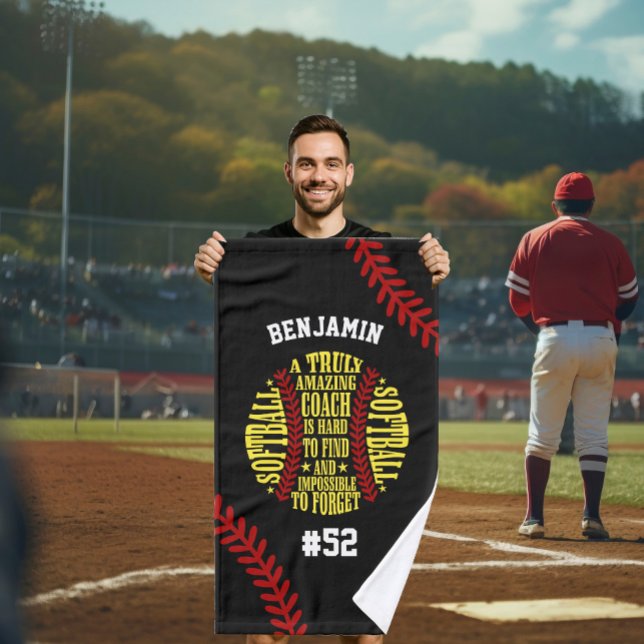 custom softball team sports amazing coach hand towel (Creator Uploaded)