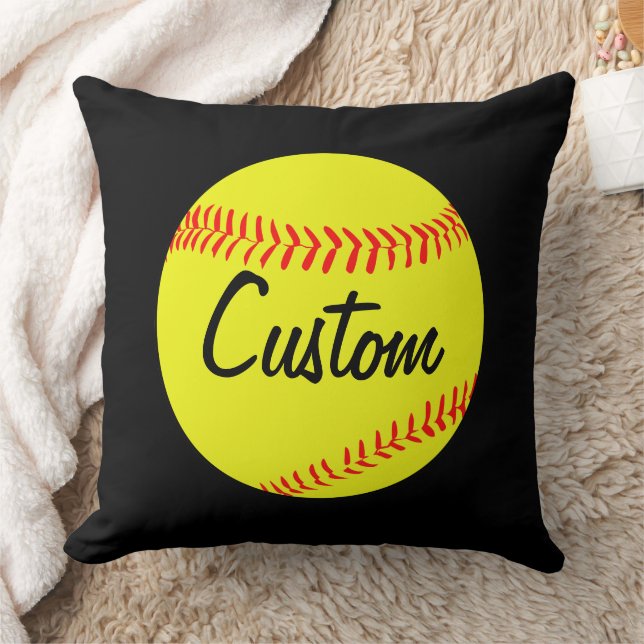 Custom Softball Throw Pillow (Blanket)