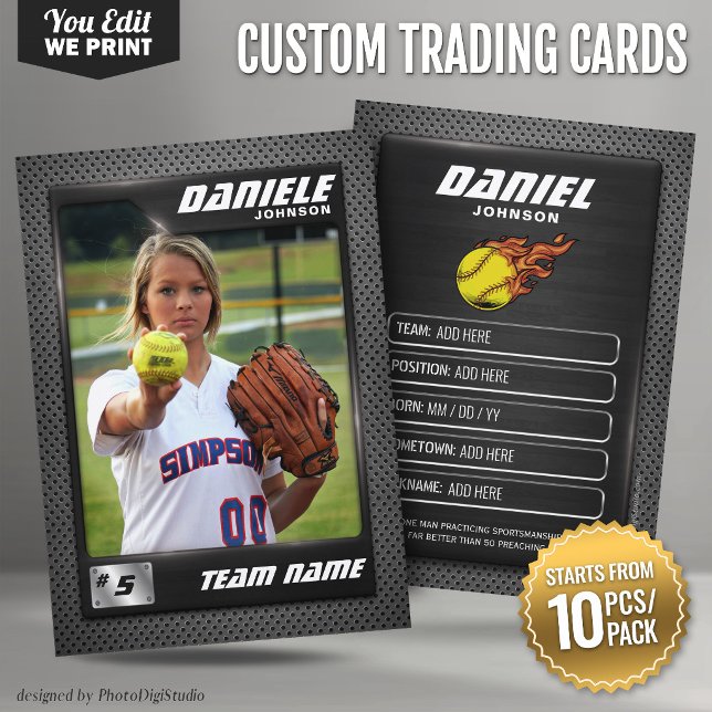 Custom Softball Trading Card Graphite 10 pcs/pack (Custom Softball Trading Card Graphite 10 pcs/pack)
