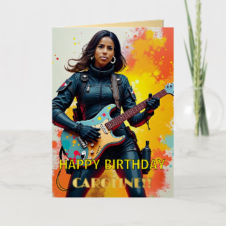Custom Soldier Girl Guitarist Art Inspirational Foil Greeting Card