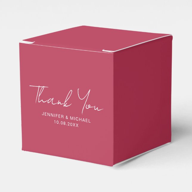 Custom Solid Colour Viva Magenta Handwritten Text Favour Box (Front Side)