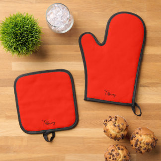 Custom Solid red Christmas stylish Oven Mitt & Pot Holder Set
