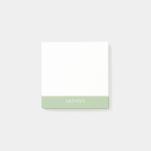 custom solid sage green natural brown line post-it notes