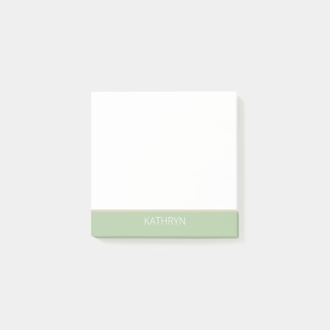 custom solid sage green natural brown line post-it notes (Front)
