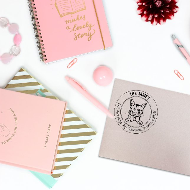 Custom Somali Cat Return Address  Rubber Stamp (Creator Uploaded)