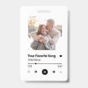 Custom Song Favourite Song One Photo ID Badge
