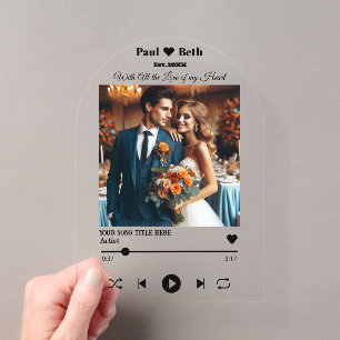 Custom Song Photo Anniversary Acrylic Invitation
