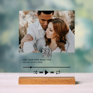 Custom Song Plaque Photo QR Code Music Video Link Acrylic Sign