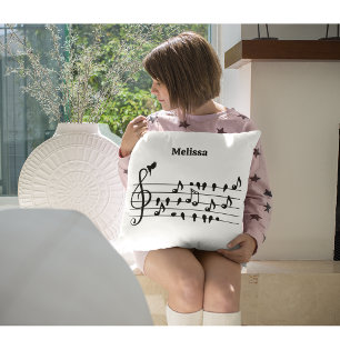Custom Songbird Treble Clef Art Cushion