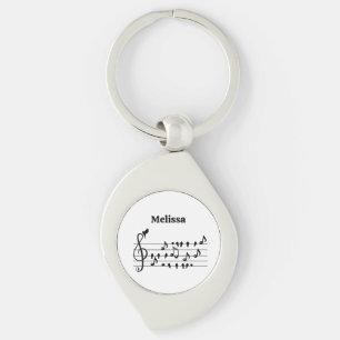 Custom Songbird Treble Clef Art Key Ring