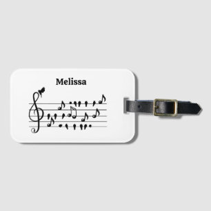 Custom Songbird Treble Clef Art Luggage Tag