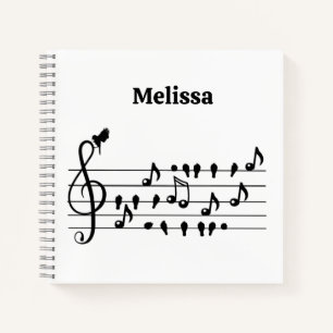 Custom Songbird Treble Clef Art Notebook