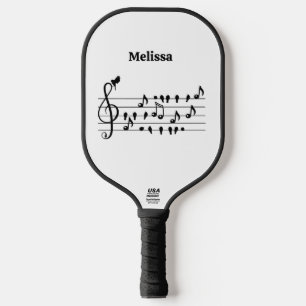 Custom Songbird Treble Clef Art Pickleball Paddle