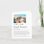 Custom Soul Sister Definition Birthday Card<br><div class="desc">Looking for a personalised and heartfelt way to wish your Soul Sister a happy birthday? Look no further than this Custom Soul Sister Definition Birthday Card. This card features a beautiful design that can be customised with your own personal definition of what a Soul Sister means to you. With our...</div>