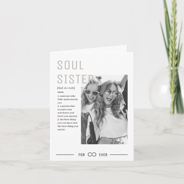 Custom Soul Sister Definition Birthday Card-Black Holiday Card (Front)