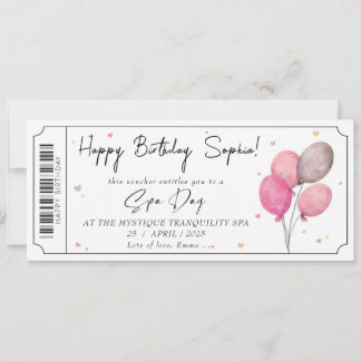 Custom Spa Day Rose Gold Gift Ticket Certificate Invitation