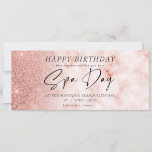 Custom Spa Day Rose Gold Voucher Certificate Invitation