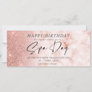 Custom Spa Day Rose Gold Voucher Certificate Invitation