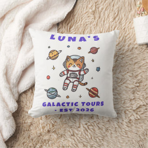 Custom Space Cat Astronaut Decorative Cushion