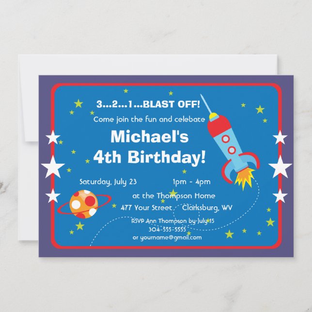 Custom Spaceship Invitation (Front)