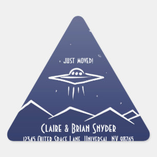 Custom Spaceship Sky Just Moved Envelope Stickers