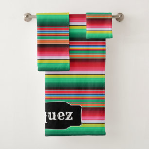 Custom Spanish Serape Mexican Blanket Personalised Bath Towel Set