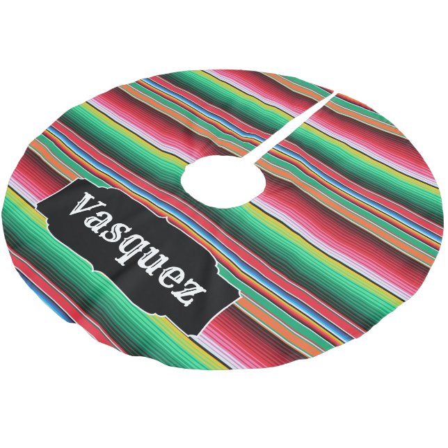 Custom Spanish Serape Mexican Blanket Personalised Brushed Polyester Tree Skirt (Angled)