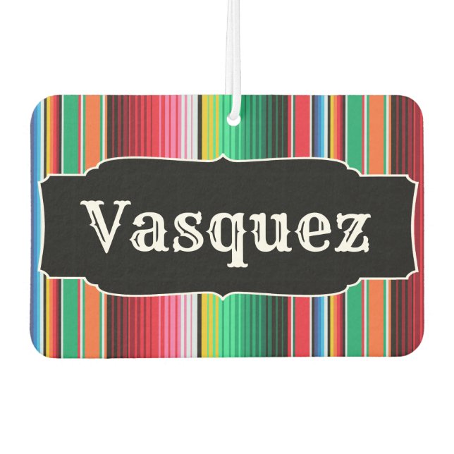 Custom Spanish Serape Mexican Blanket Personalised Car Air Freshener (Front)