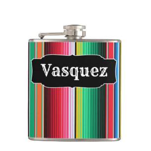 Custom Spanish Serape Mexican Blanket Personalised Hip Flask