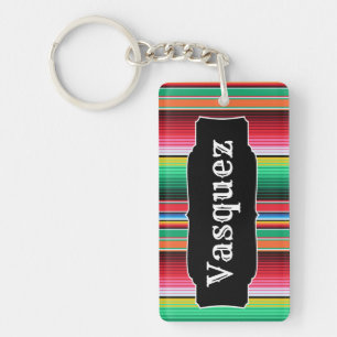 Custom Spanish Serape Mexican Blanket Personalised Key Ring