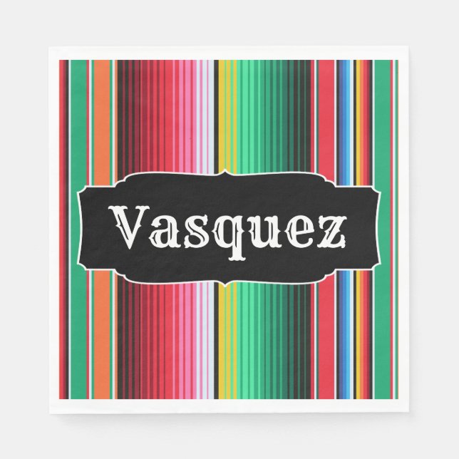 Custom Spanish Serape Mexican Blanket Personalised Napkin (Front)