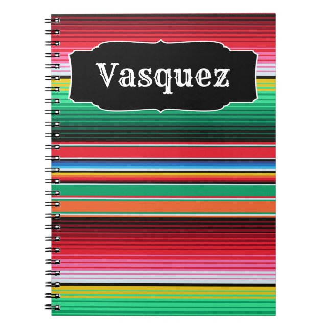 Custom Spanish Serape Mexican Blanket Personalised Notebook (Front)