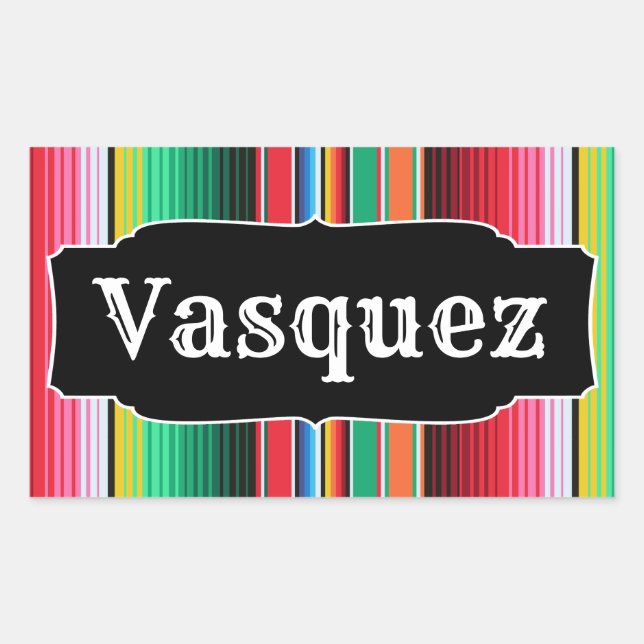 Custom Spanish Serape Mexican Blanket Personalised Rectangular Sticker (Front)