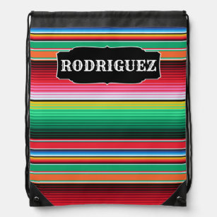 Custom Spanish Serape Mexican Blanket Personalized Drawstring Bag