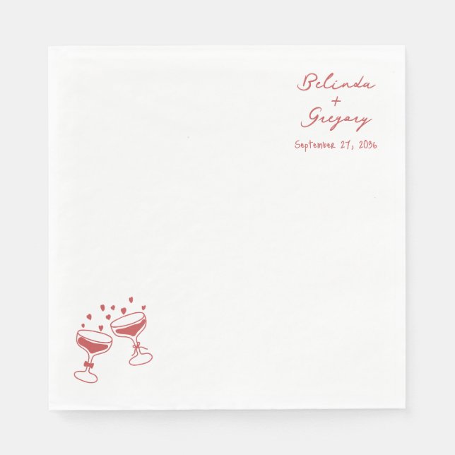 Custom Sparkling Wine Tower Doodles Wedding Napkin (Front)