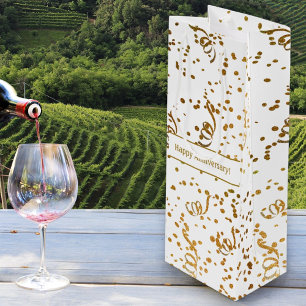 Custom Special Occasion Gold Confetti Streamers Wine Gift Bag
